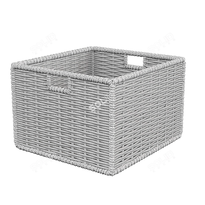 Stylish Rattan Basket: Intricate Design 3D model image 3