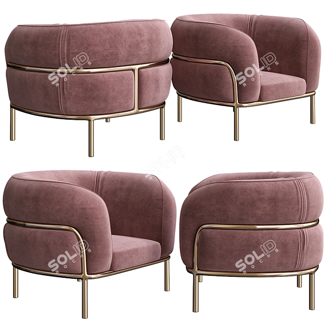 Sophie Armchair: Deco Glamour in Satin Brass 3D model image 1