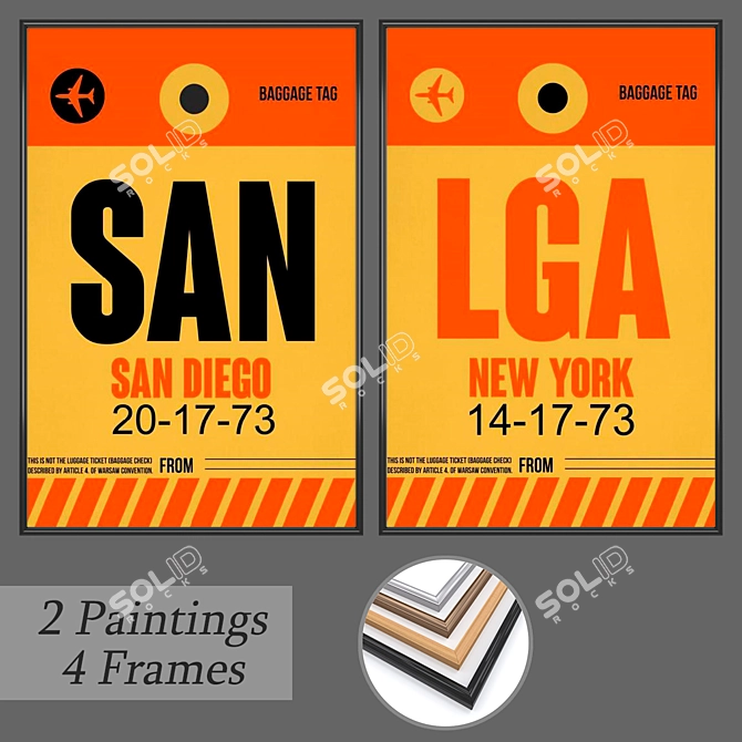 Wall Art Set | 2 Paintings & 4 Frame Options 3D model image 1