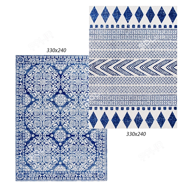 Navy Modern Rugs: Lena & Oxus 3D model image 1