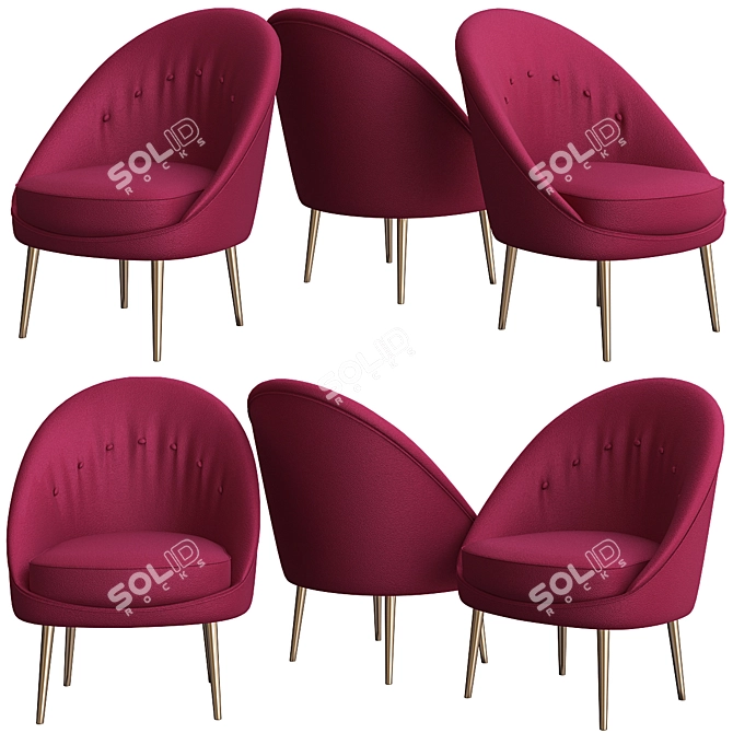 Sultry Satin: Nessa Chair 3D model image 1