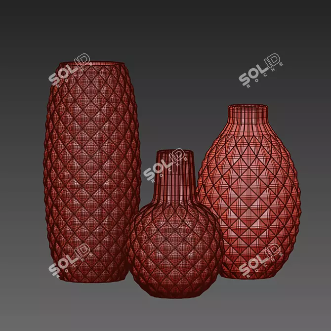 Modern Matte White Vase Set 3D model image 3