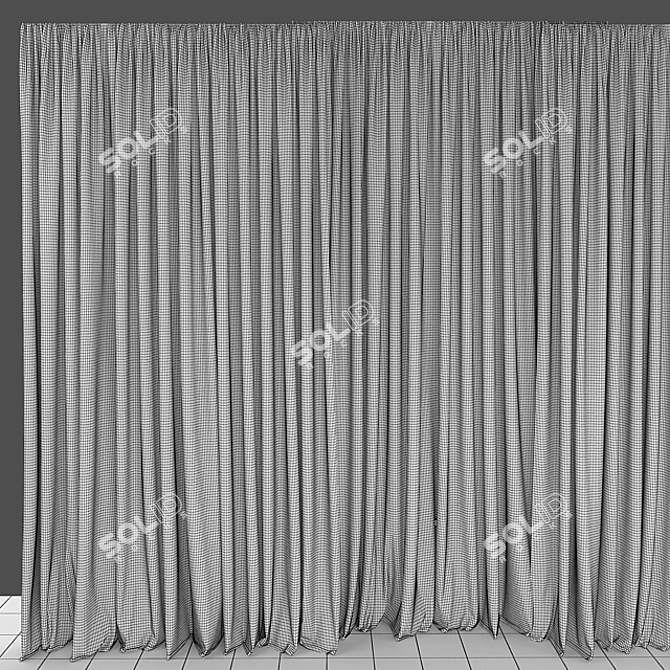 Elegant Curtains and Tulle Set 3D model image 3