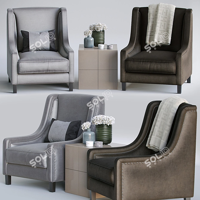 Emma Chair Set: Elegant and Versatile 3D model image 1