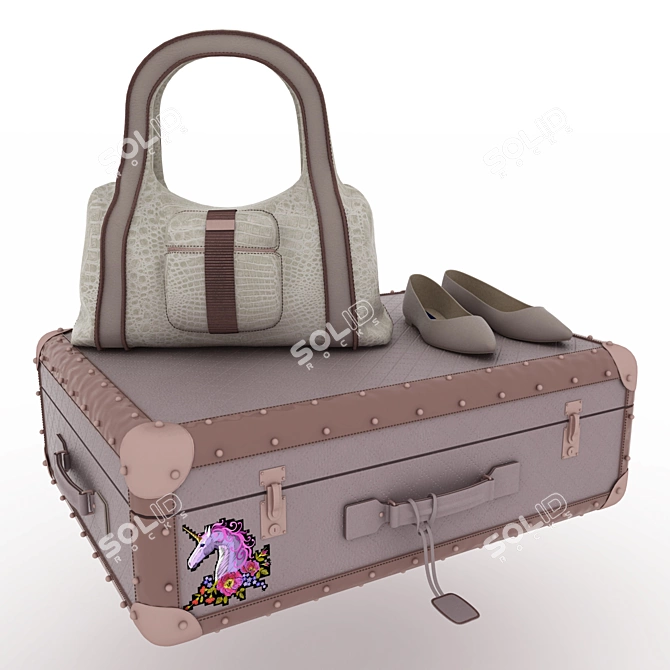 Travel Essentials: Stylish Luggage Set 3D model image 1