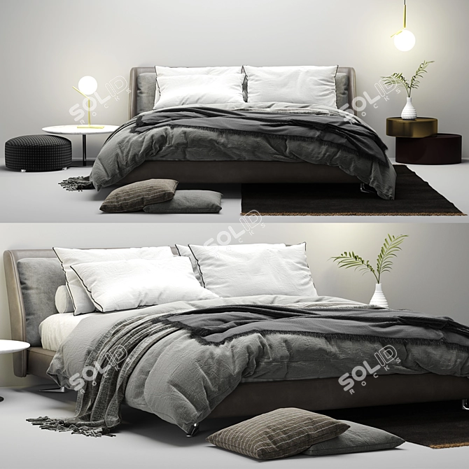 Luxury Minotti Spencer Bed - Timeless Elegance 3D model image 1