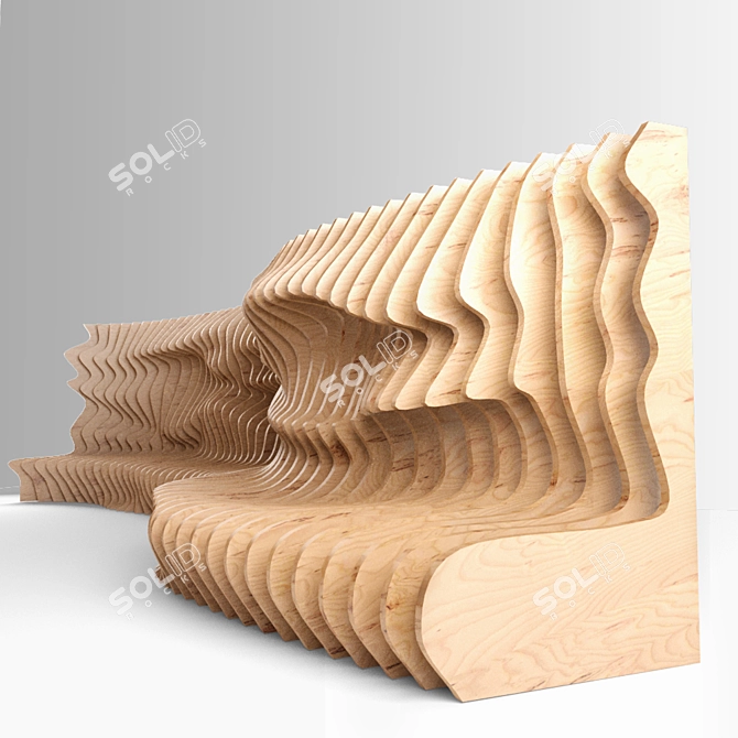 Sleek Parametric Bench 3D model image 1