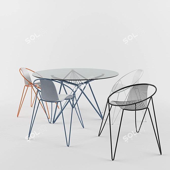 Elegant O Chair & Table Set 3D model image 2