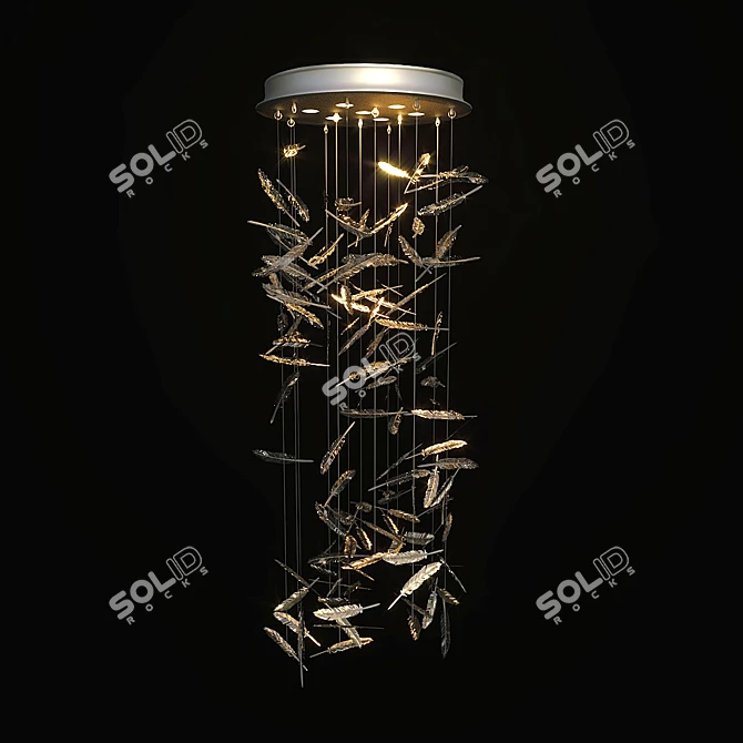 Crystal Plumes Wired Custom Lighting 3D model image 1