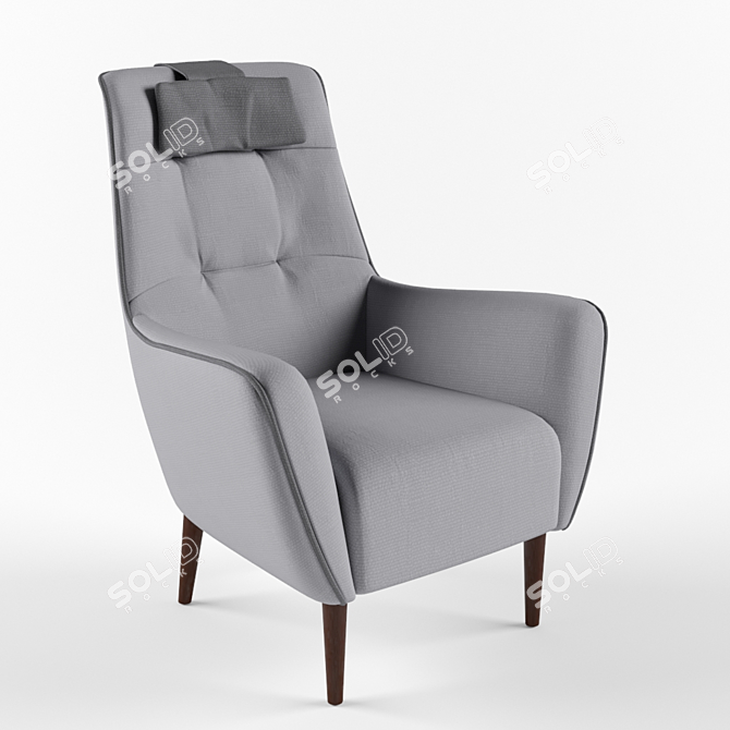 Elegant Grey Serena Armchair 3D model image 1