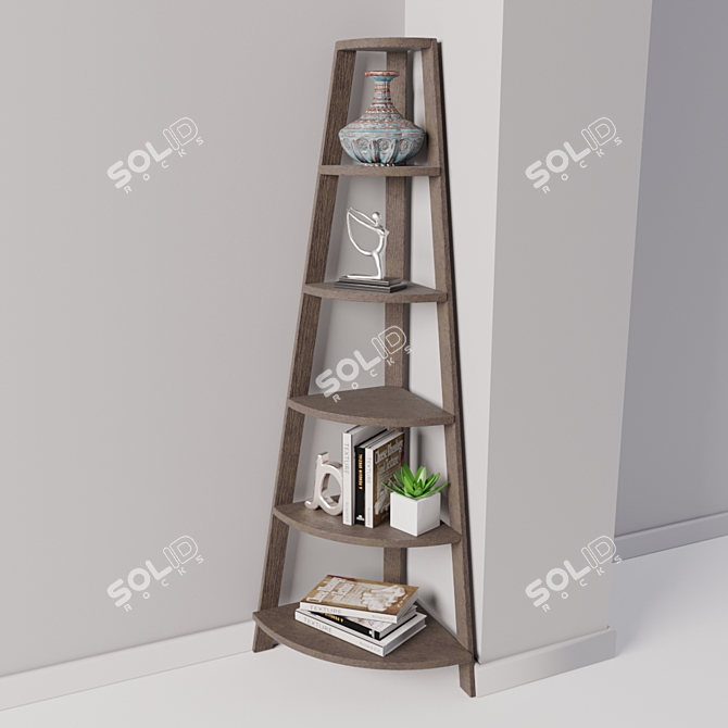 Space-Saving Corner Shelves 3D model image 1