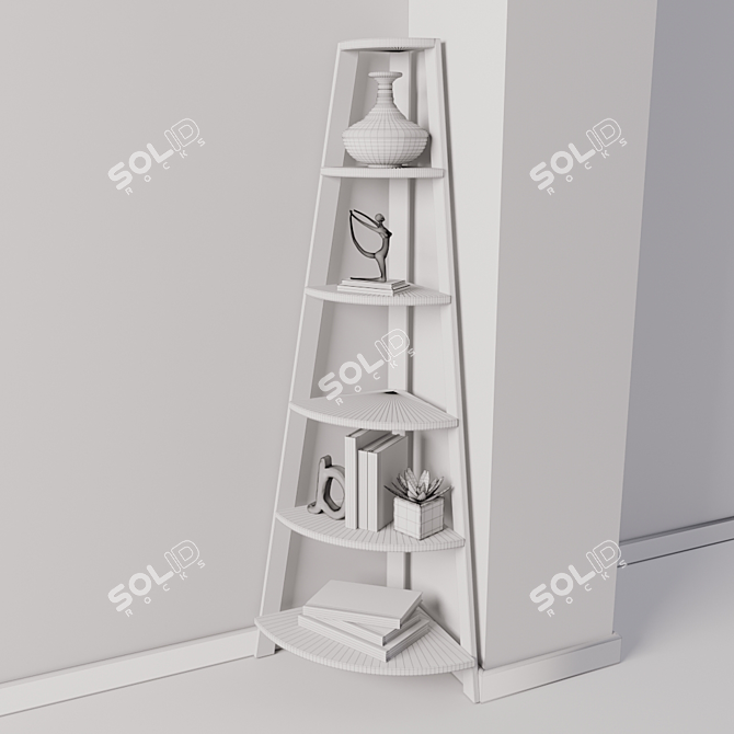 Space-Saving Corner Shelves 3D model image 2