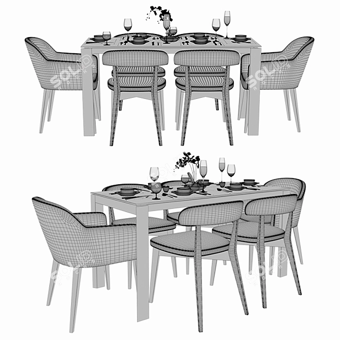 Connubia Calligaris Dining Set 3D model image 2
