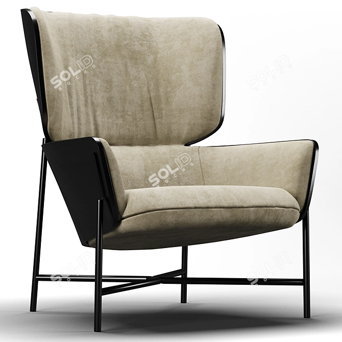 Modern Coastal Armchair 3D model image 2