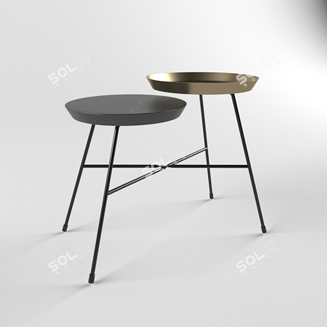 Stylish Gold & Black Side Table 3D model image 1