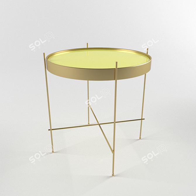 Zuiver Cupid Gold: Foldable Tempered Glass Table 3D model image 1