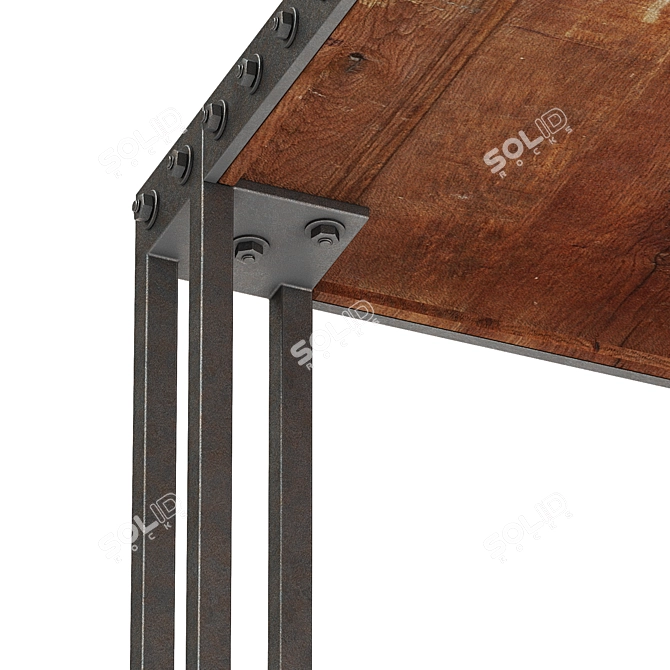 Industrial Dining Table - Rustic Style 3D model image 2