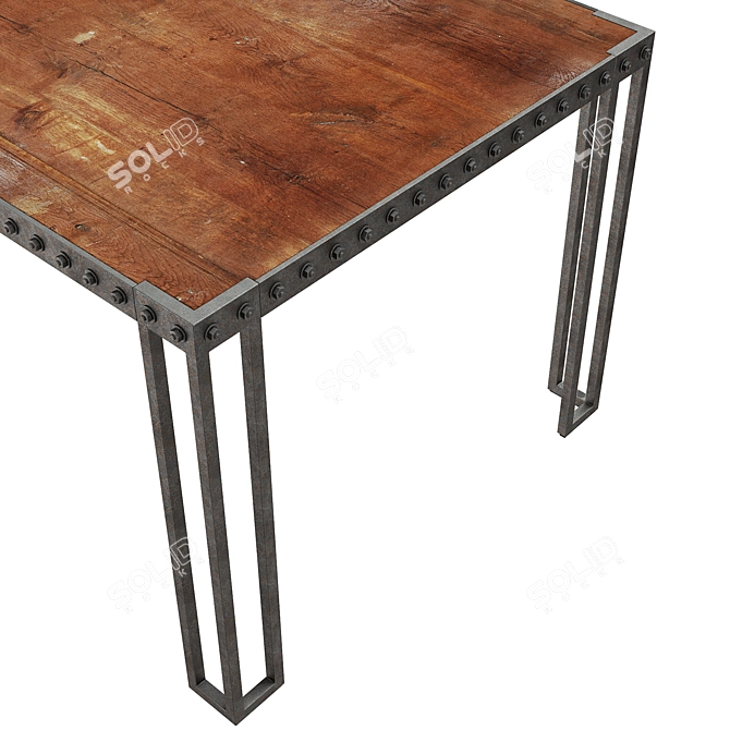 Industrial Dining Table - Rustic Style 3D model image 3