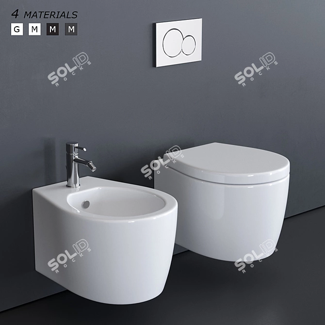 SmartB-XES Wall-Hung WC & Bidet 3D model image 1