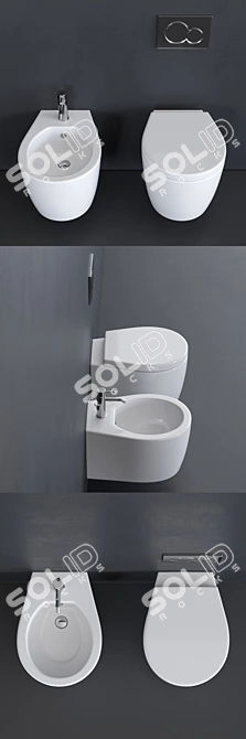 SmartB-XES Wall-Hung WC & Bidet 3D model image 2