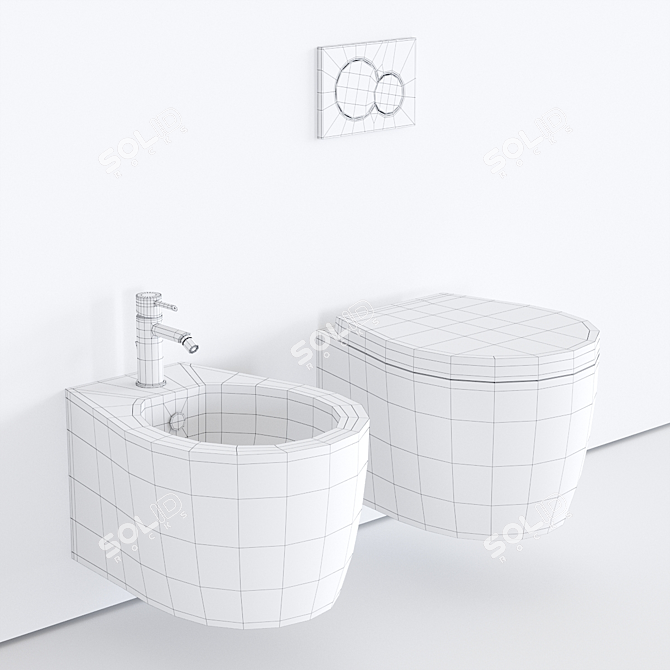 SmartB-XES Wall-Hung WC & Bidet 3D model image 3