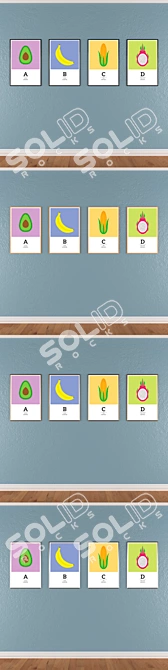 4-Piece Wall Paintings Set with Varied Frame Options 3D model image 3