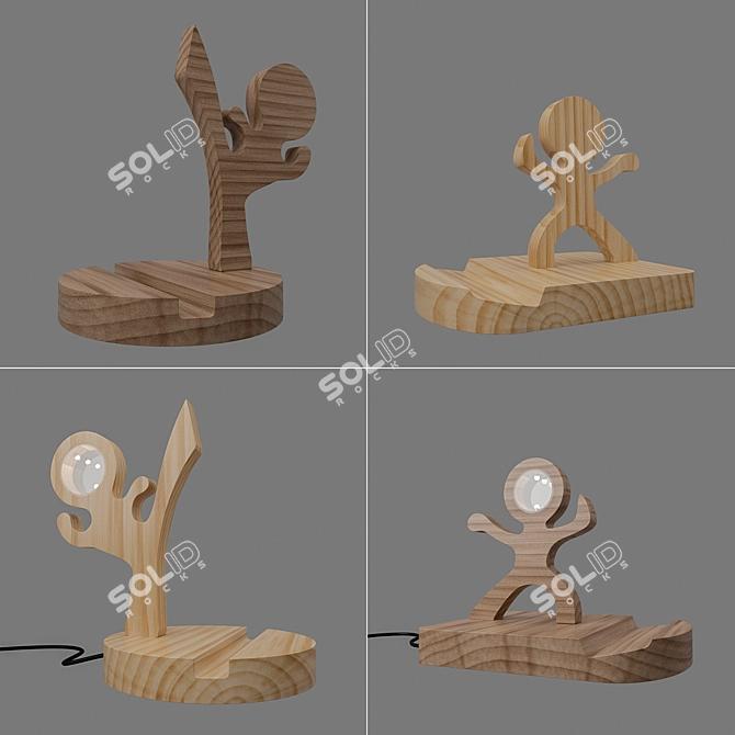 Wooden Phone Stand with Illuminated Options 3D model image 1