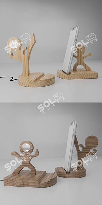 Wooden Phone Stand with Illuminated Options 3D model image 2