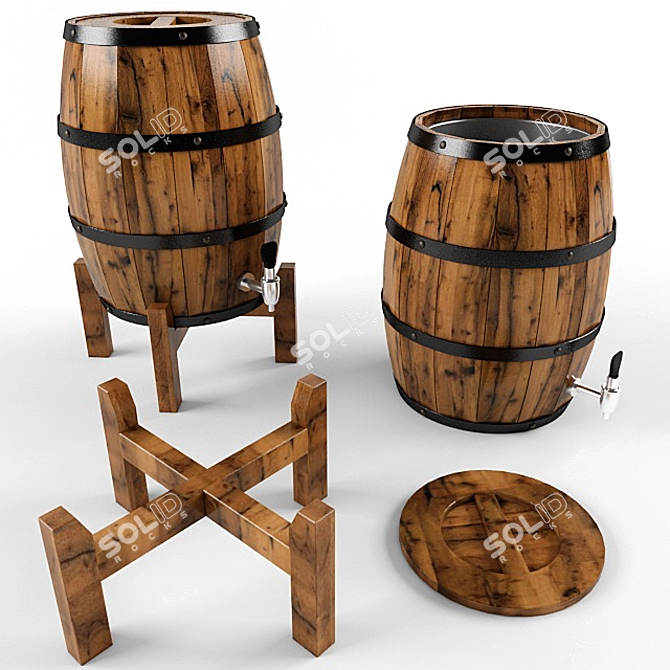3D Barrel for Beer, Wine & Bar Decoration 3D model image 1
