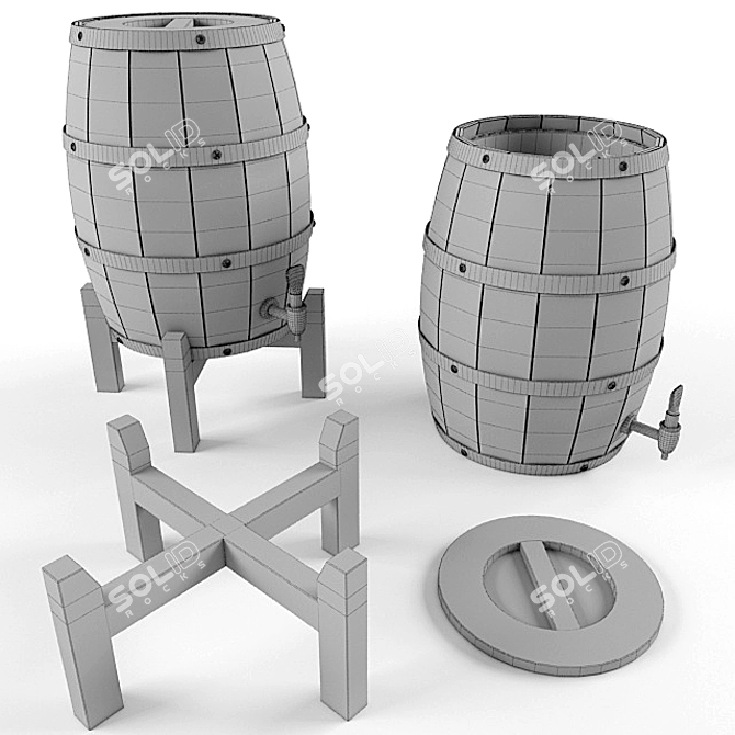 3D Barrel for Beer, Wine & Bar Decoration 3D model image 2