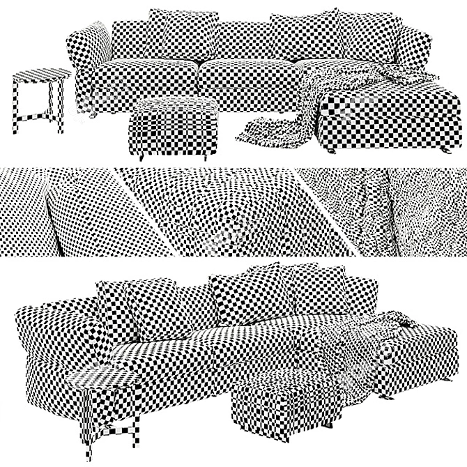 Flexform Newbridge Bangkok Clarke: Deluxe Sofa, Table & Ottoman 3D model image 3