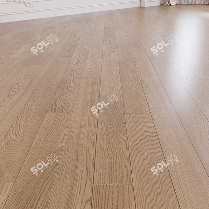 Sleek Matte Oak Flooring 3D model image 1