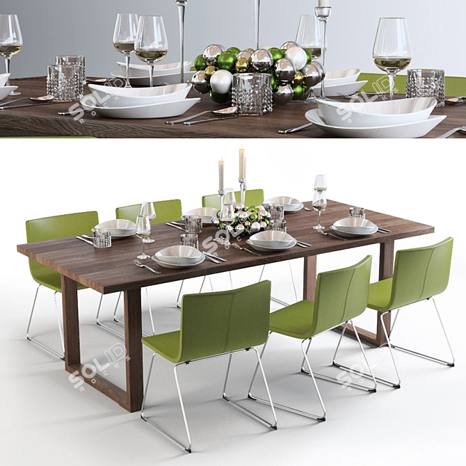 Stylish Ikea Bernhard MÖRBYLÅNGA Dining Set 3D model image 1