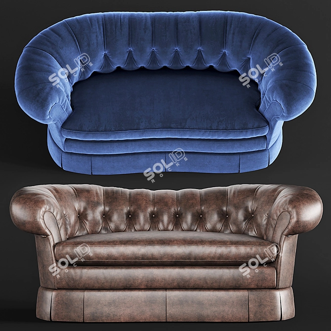 Elegant Victorian-Inspired Loveseat 3D model image 1