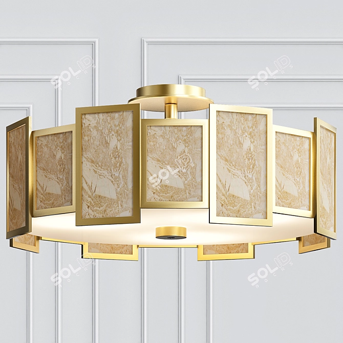 Elegant 6-Light Calcite Fixture 3D model image 1