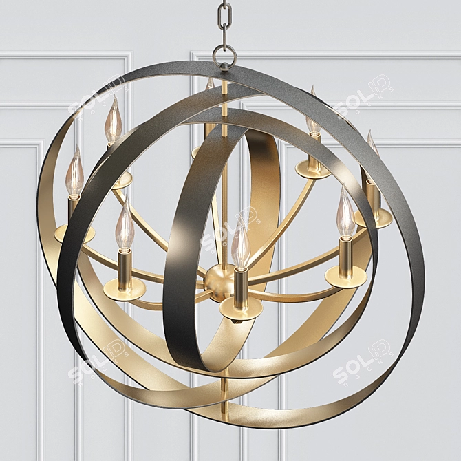 Glowing Spheres: Luna Bronze Chandelier 3D model image 2