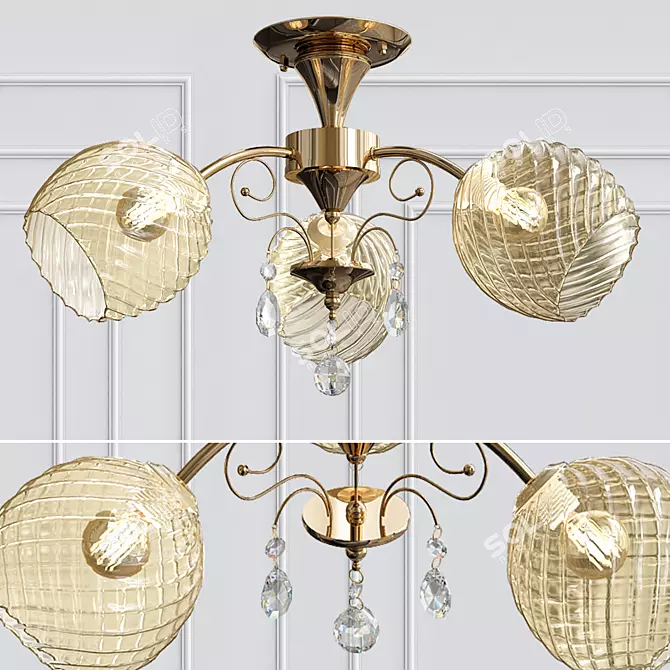 Elegance Gold Chandelier 3D model image 1