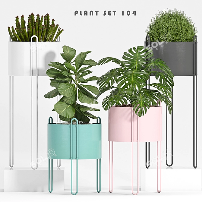 Green Oasis Set - Decorative Planters 3D model image 3