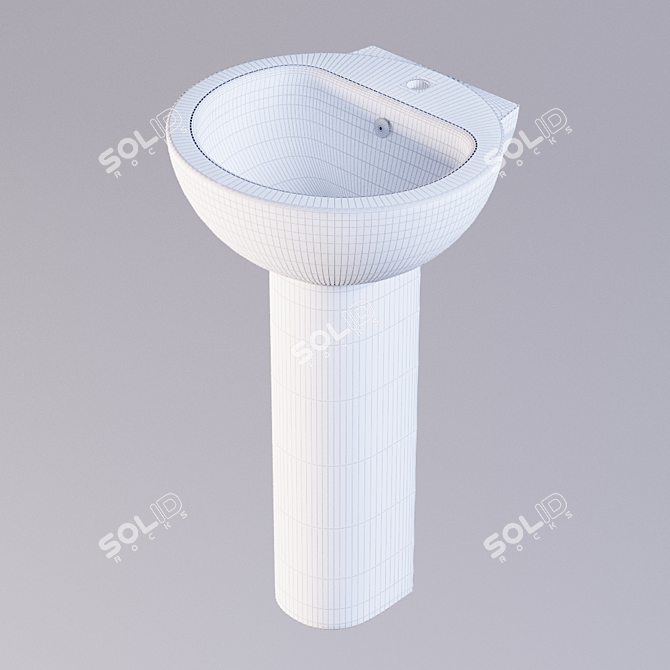 Elegant Luxe Pedestal Washbasin 3D model image 2
