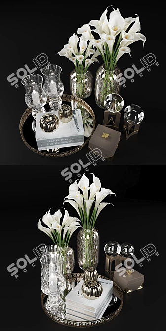 Elegant Calla Lily Candle Set 3D model image 2