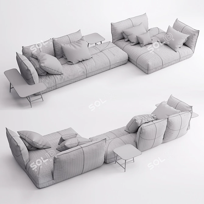 Modular Octet Sofa with Coffee Tables 3D model image 3