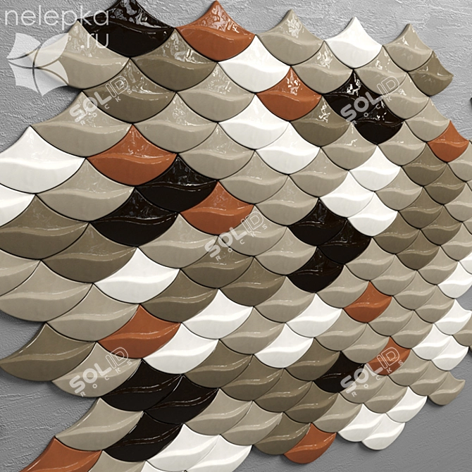 Handcrafted Koi Tile - Elevated Volume & Unique Design 3D model image 1