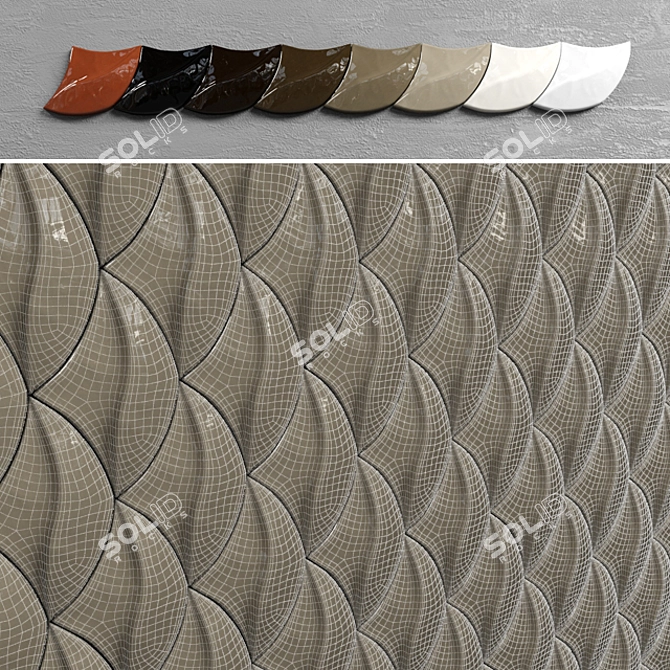Handcrafted Koi Tile - Elevated Volume & Unique Design 3D model image 2