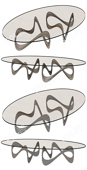 Elegant Parisian Graffiti Dining Table 3D model image 3
