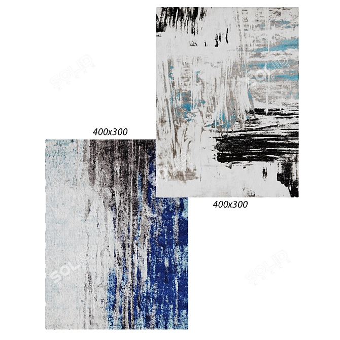 Sleek Blue Art Moderne Rug 3D model image 1