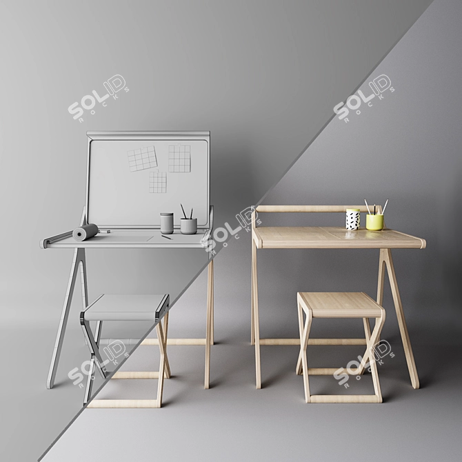 Foldable Kids' Table: Space-Saving Fun 3D model image 3