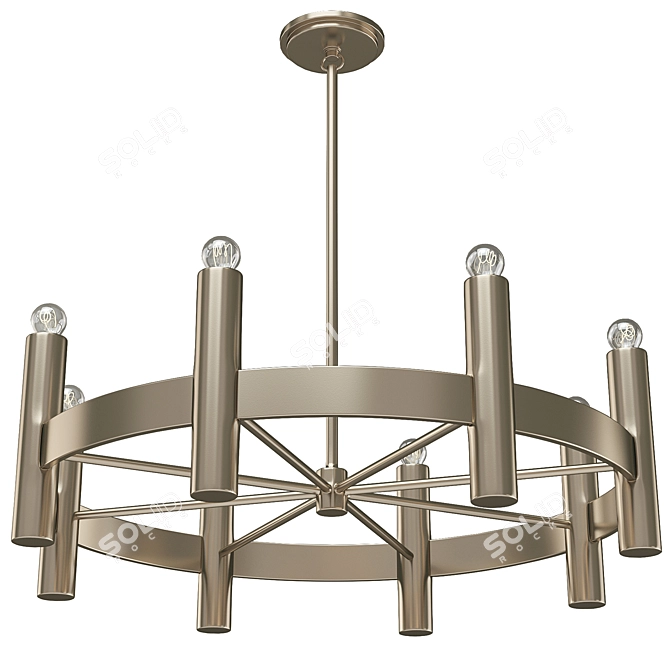 Nash Round Chandelier, 28" Nickel 3D model image 1