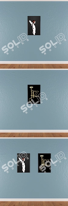 Versatile Set of Wall Paintings with Frame Options 3D model image 3