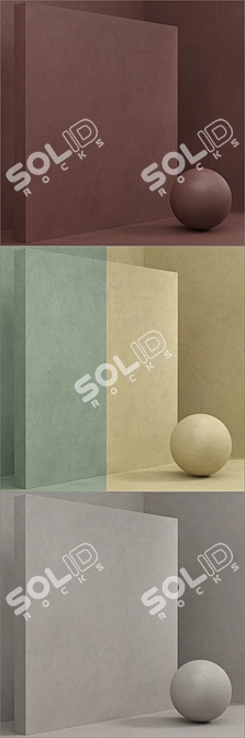 Seamless Coating & Plaster Material Set 3D model image 3