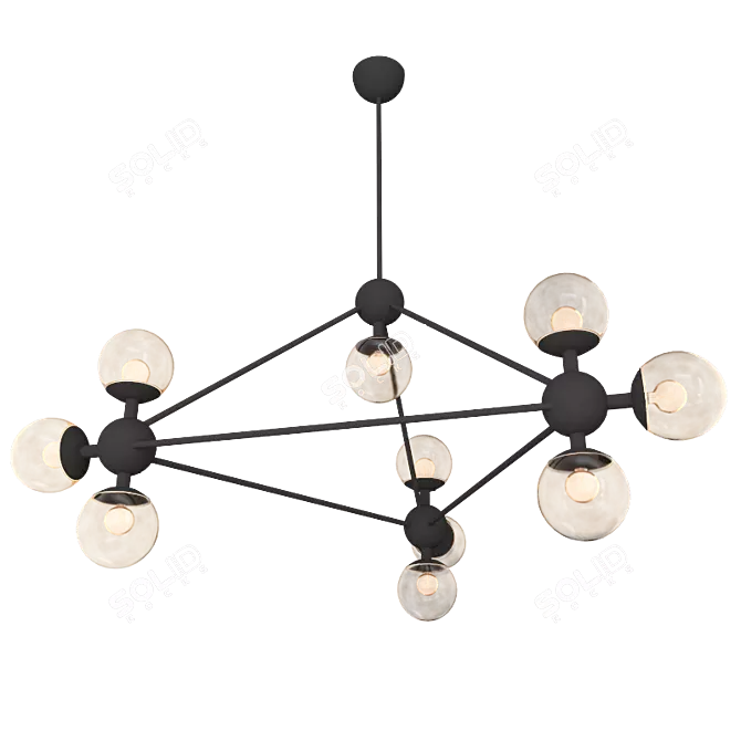 MoonLight 10-Light E27 Pendant with Brown Shade & Black Fixture 3D model image 1